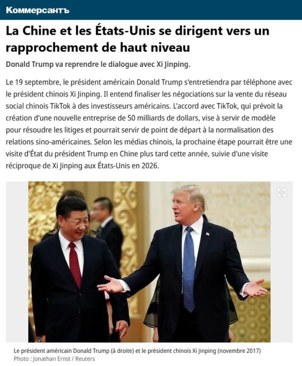 Trump et Xi vers un rapprochement sur fond d’accord potentiel sur le rachat de TikTok